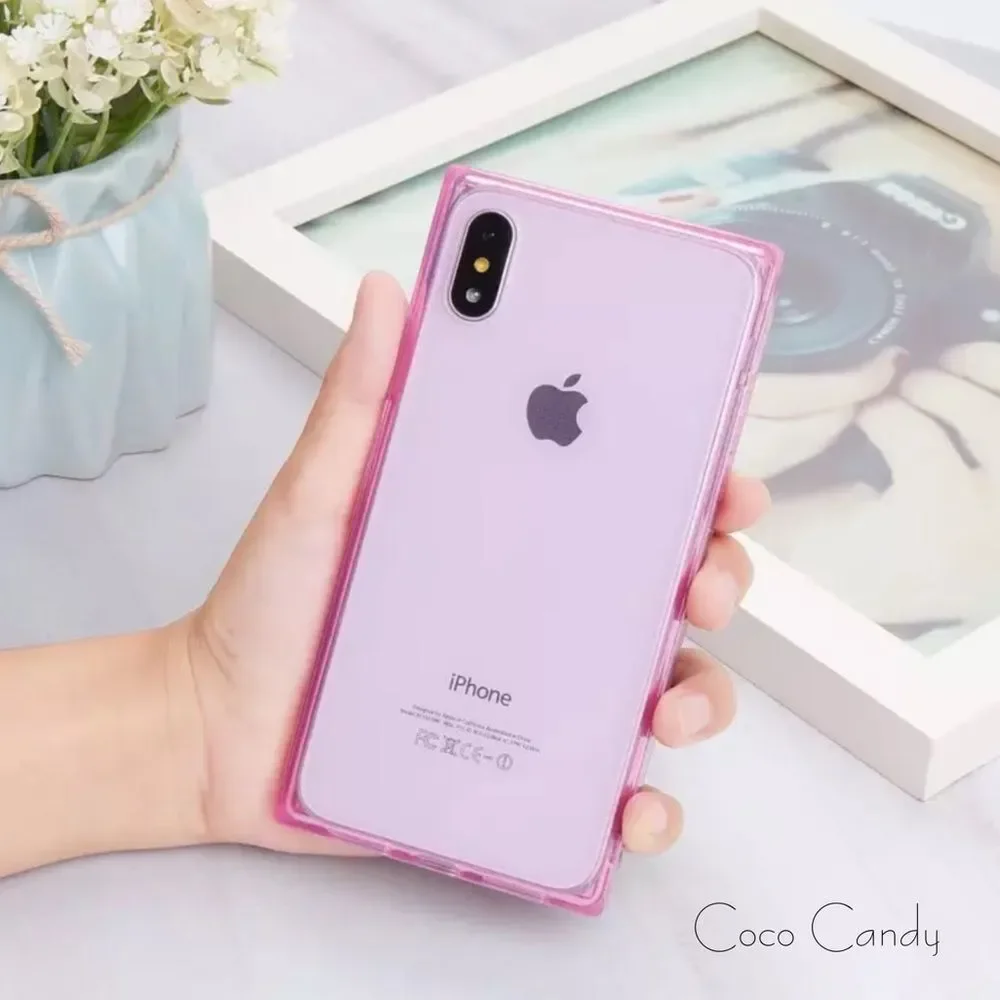 🆕iPhone 6s Plus Pink Transparent Square Silicone Case